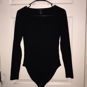 Forever 21 Black Ribbed Bodysuit